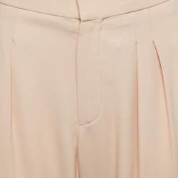 Pre Owned Chloe Beige Crepe Front Pleated Trousers M
