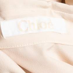 Pre Owned Chloe Cream Silk Fringe Shirt L