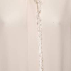 Pre Owned Chloe Cream Silk Fringe Shirt L