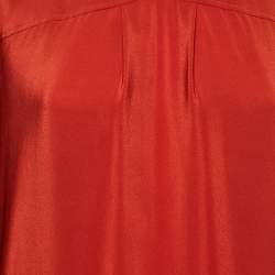 Pre Owned Chloé Red Ochre Crepe Silk High Neck Midi Dress M