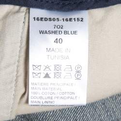 Pre Owned Chloe Blue Denim Drawstring Fringed Shorts M