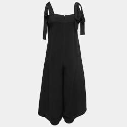 Chloe Black Crepe Tie Strap Wide Leg Jumpsuit M