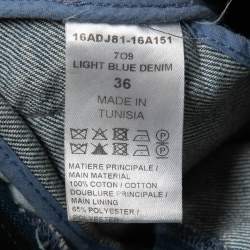 Pre Owned Chloe Blue Denim Frayed Maxi Skirt S