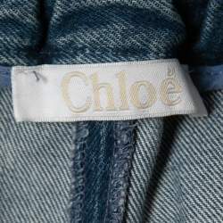 Pre Owned Chloe Blue Denim Frayed Maxi Skirt S