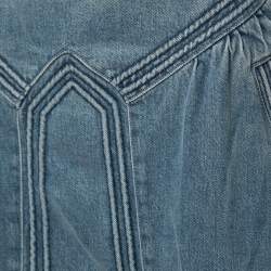 Pre Owned Chloe Blue Denim Frayed Maxi Skirt S