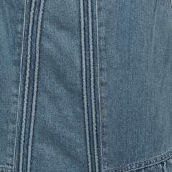 Pre Owned Chloe Blue Denim Frayed Maxi Skirt S