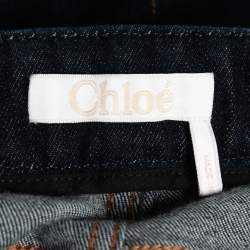 Pre Owned Chloe Dark Blue Denim Braided Detail Flared Jeans L Waist 34"