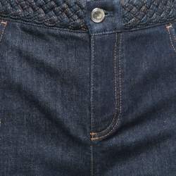 Pre Owned Chloe Dark Blue Denim Braided Detail Flared Jeans L Waist 34"
