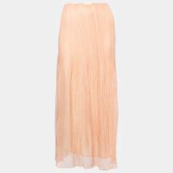 Chloe Peach Beige Plisse Chiffon Maxi Skirt M