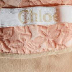 Pre Owned Chloe Pink Floral Jacquard Ruffle Sleeve Dress S