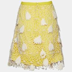 Chloe Yellow Crepe Lace Overlay Mini Skirt S