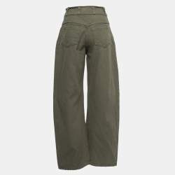 Pre Owned Chloe Green Cotton Wide Leg High Waist Trousers S