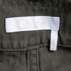 Pre Owned Chloe Green Cotton Wide Leg High Waist Trousers S