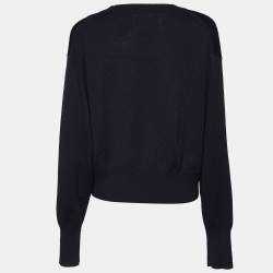 Pre Owned Chloe Navy Blue Wool Knit Cropped Sweater M