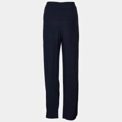 Pre Owned Chloe Navy Blue Crepe Straight Leg Pants M