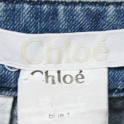 Pre Owned Chloe Blue Denim Belted Mini Skirt M