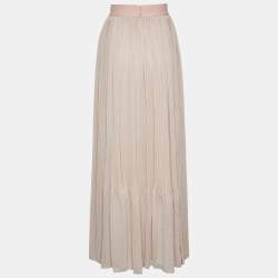 Chloe Pink Silk Chiffon Pleated Midi Skirt S
