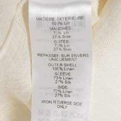 Chloe White Linen Blend Broderie Anglaise Detail Flouncy Scalloped Blouse S