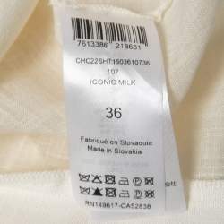 Chloe White Linen Blend Broderie Anglaise Detail Flouncy Scalloped Blouse S