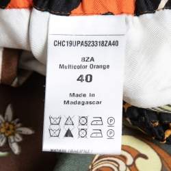 Chloe Brown/Multicolor Printed Silk Wide Leg Pants M