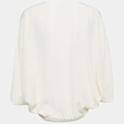 Pre Owned Chloe Cream Silk V-Neck Oversized Blouse M 
