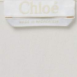 Pre Owned Chloe Cream Silk V-Neck Oversized Blouse M 