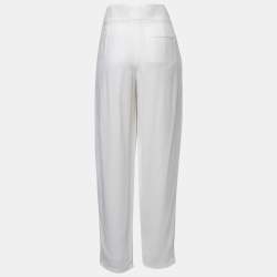 Pre Owned Chloe White Crepe Straight Fit Pants L