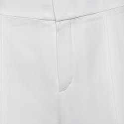 Pre Owned Chloe White Crepe Straight Fit Pants L