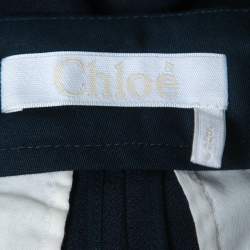Pre Owned Chloe Navy Blue Crepe Wide Leg High Waist Trousers S
