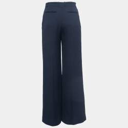 Pre Owned Chloe Navy Blue Crepe Wide Leg High Waist Trousers S