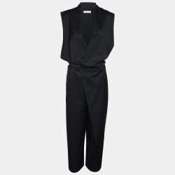 Chloe Black Wool Wrap Style Sleeveless Jumpsuit L