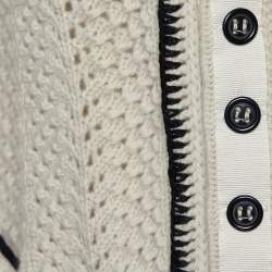 Pre Owned Chloe Vintage Beige Wool Knit Hook Front Cropped Cardigan M