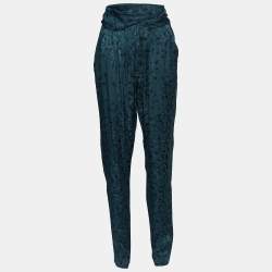 Chloe Green Butterfly Printed Silk Jacquard Pants M