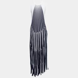 Pre Owned Chloe Navy Blue/White Striped Knit Sleeveless Flared Maxi Dress M