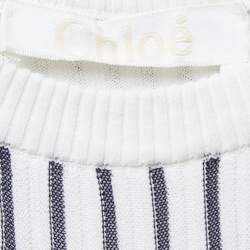 Pre Owned Chloe Navy Blue/White Striped Knit Sleeveless Flared Maxi Dress M