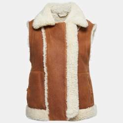 Pre Owned Chloe Brown/Cream Suede Reversible Vest M