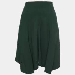 Pre Owned Chloe Dark Green Crepe Flared Knee Length Skirt S