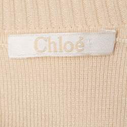 Chloe Cream Cashmere Lace Trimmed Sweater Top XS