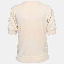 Chloe Cream Cashmere Lace Trimmed Sweater Top XS