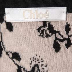 Pre Owned Chloe Black/Beige Jacquard Knit Sweater Dress M