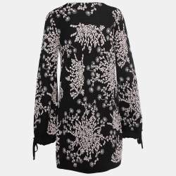 Pre Owned Chloe Black/Beige Jacquard Knit Sweater Dress M