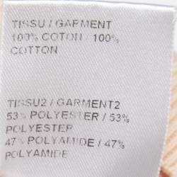 Chloe Beige Cotton Knit Floral Sleeve Detail Top XS
