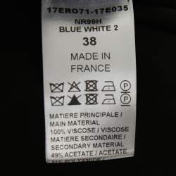 Pre Owned Chloe Navy Blue/Black Chiffon Pleated Bell Sleeve Midi Dress M