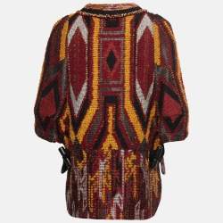 Pre Owned Chloe Multicolor Tribal Patterned Boucle Tweed Cape Coat S