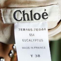 Pre Owned Chloe Green & Brown Cotton Embellished Mini Dress M