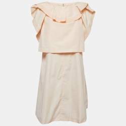 Pre Owned Chloe Pink Cotton Ruffle Overlay Detail Mini Dress M