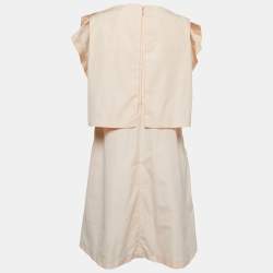 Pre Owned Chloe Pink Cotton Ruffle Overlay Detail Mini Dress M