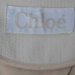 Pre Owned Chloe Cream Wool Crepe Mandarin Collared Double Breasted Cape M