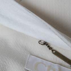 Pre Owned Chloe Cream Wool Crepe Mandarin Collared Double Breasted Cape M