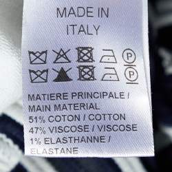 Pre Owned Chloe Navy Blue & White Cotton Knit Sleeveless Midi Dress M